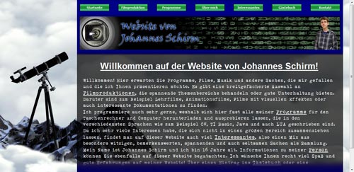 Die Website bei einer Breite von ca. 1200px.