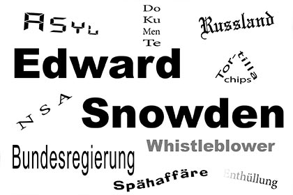 Eine Sammlung von Wörtern, die mit dem aktuellen Thema "Edvard Snowden" zu tun haben.