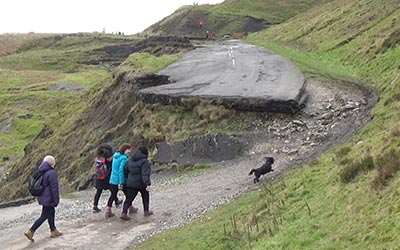 Actually, this odd-looking cliff was a street many years ago... But the force of the mountain caused a partial landslide!