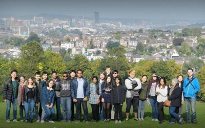 Our group of students in front of the most beautiful view of Sheffield.