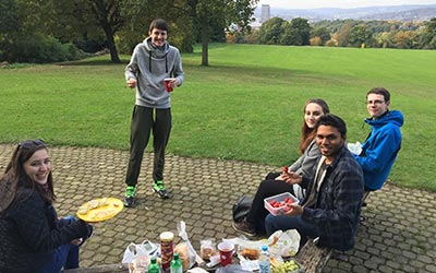 It was a very nice place to have a picnic there. We're all from different countries!